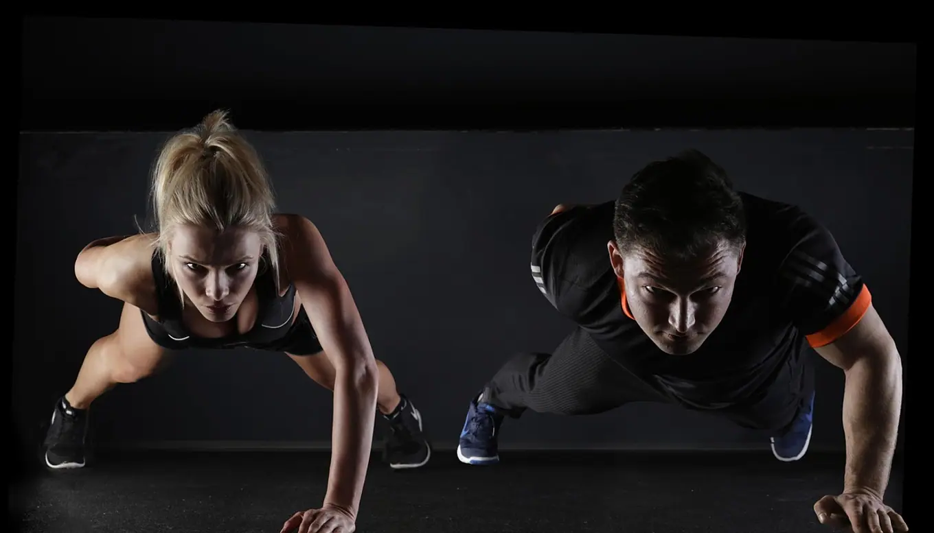 Man, woman and push-ups