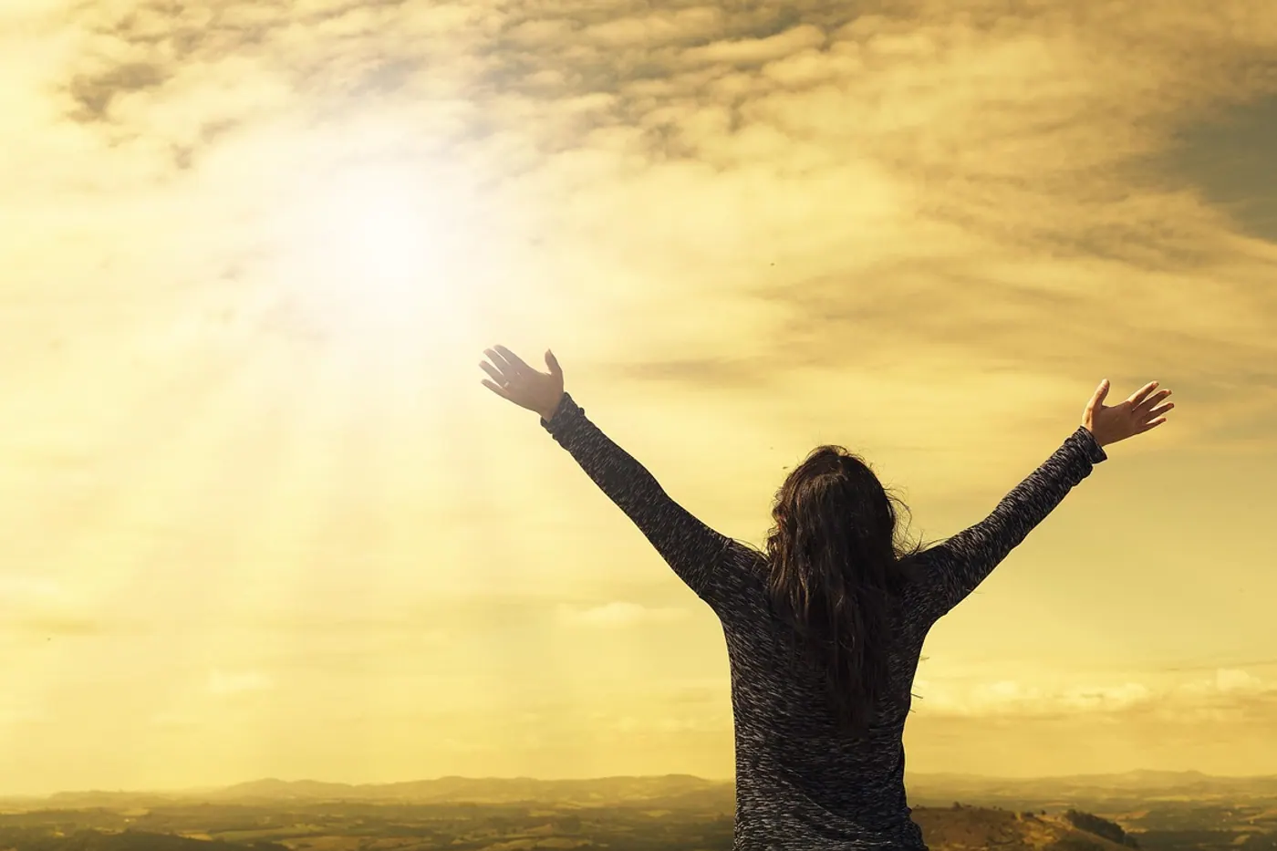 Woman, sky and sunlight